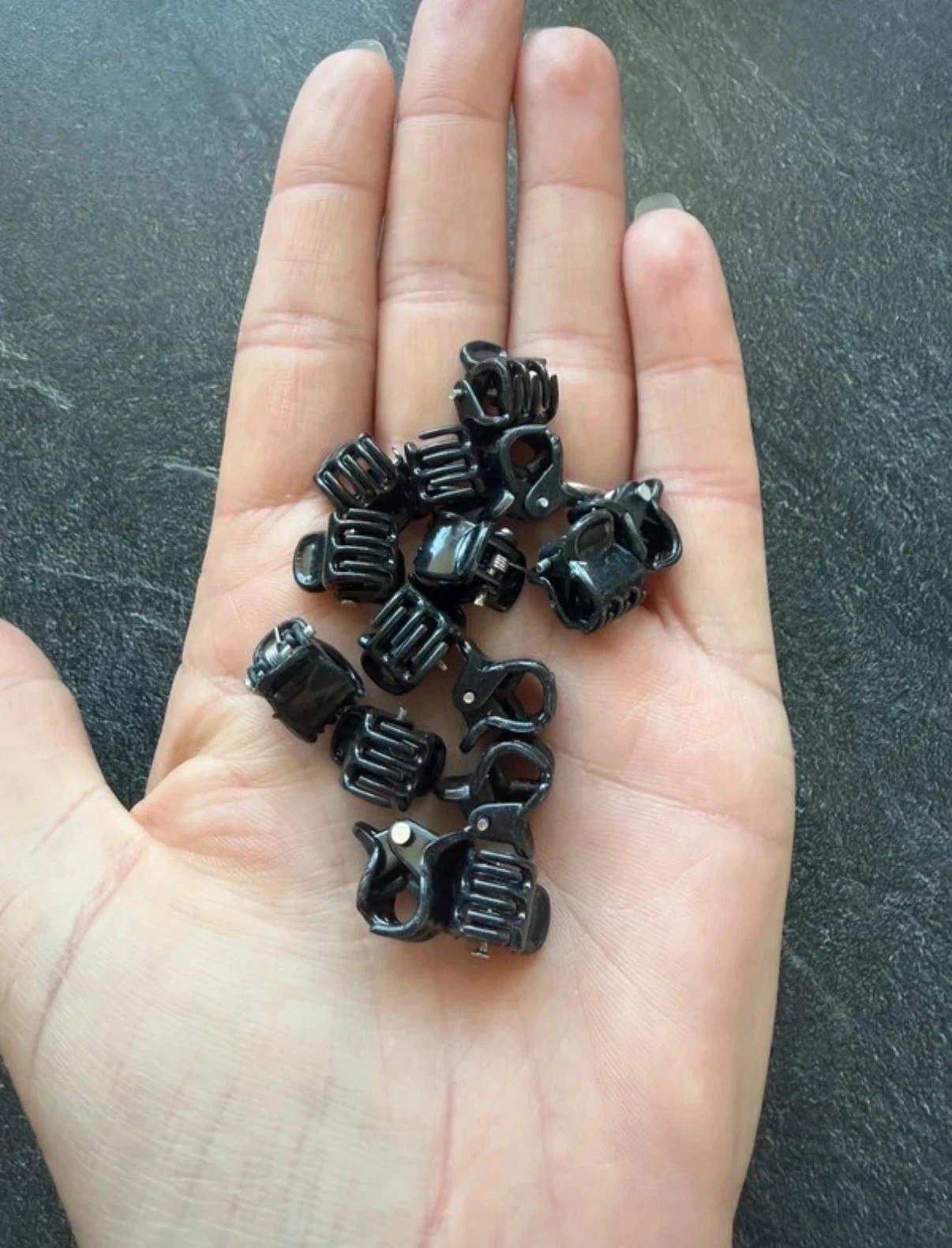 Lot 15 pinces/barettes à cheveux noir petit format